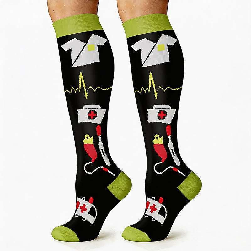 Chaussettes de compression pour course à pied en extérieur à imprimé médical (6 paires) - image 1