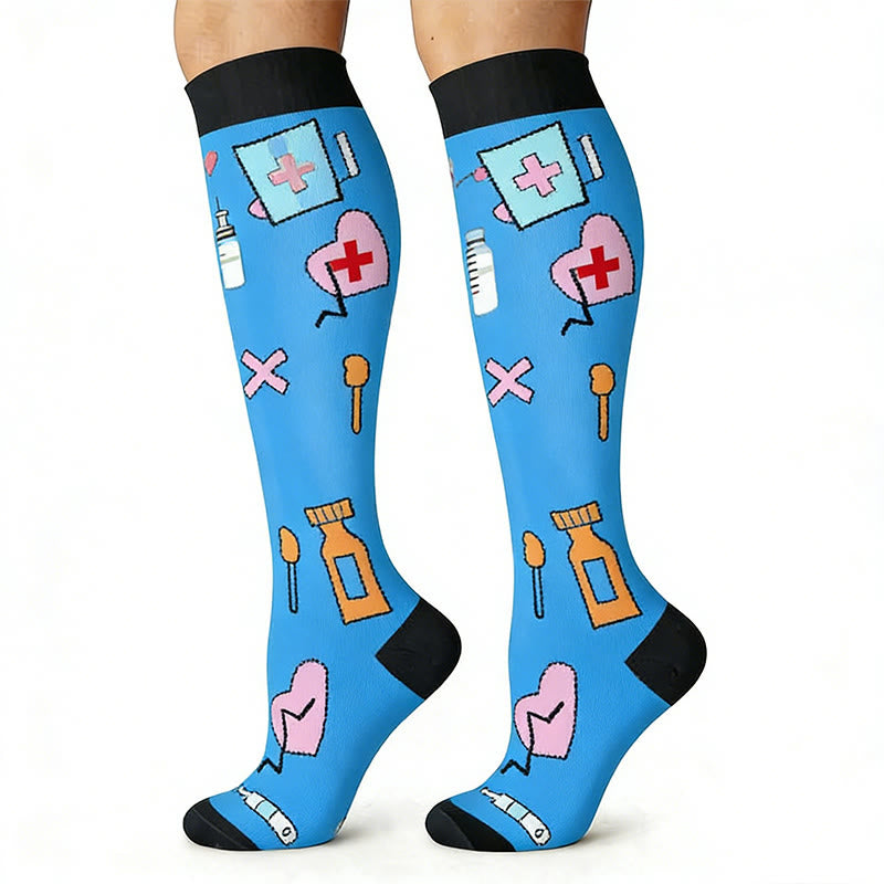 Chaussettes de compression pour course à pied en extérieur à imprimé médical (6 paires) - image 5