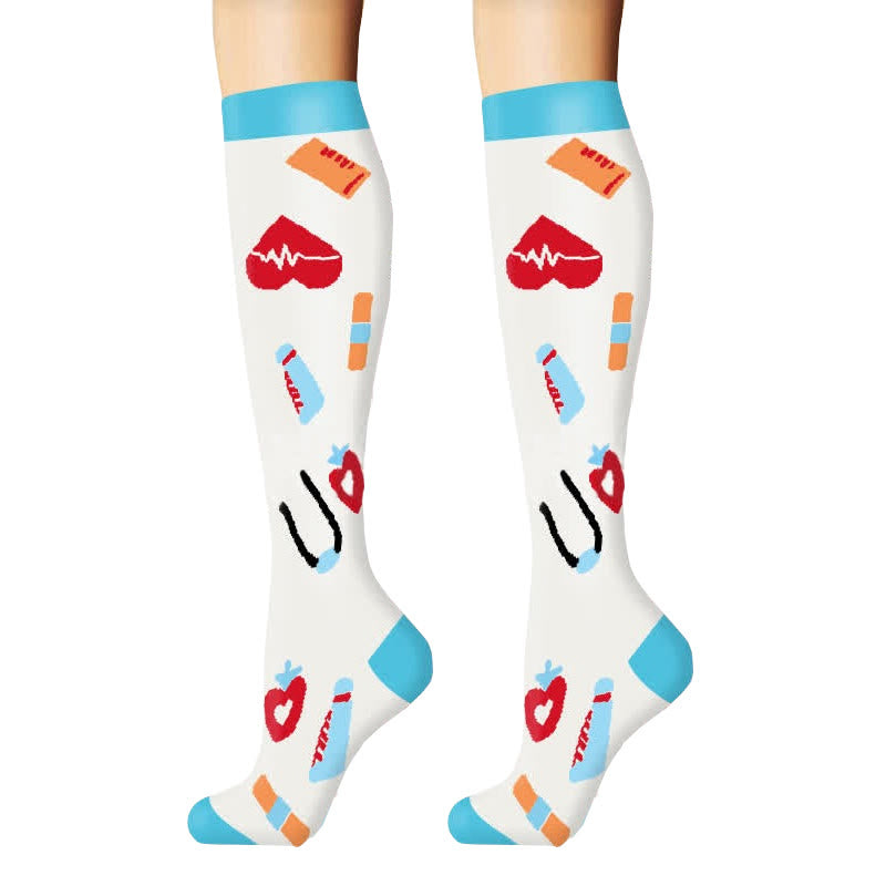 Chaussettes de compression pour course à pied en extérieur à imprimé médical (6 paires) - image 4