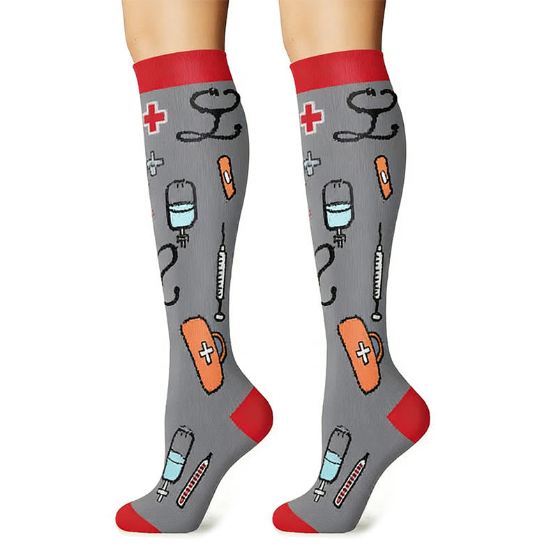 Chaussettes de compression pour course à pied en extérieur à imprimé médical (6 paires) - image 2