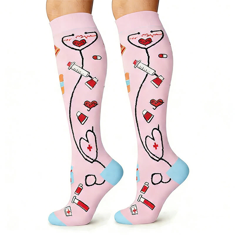 Chaussettes de compression pour course à pied en extérieur à imprimé médical (6 paires) - image 6