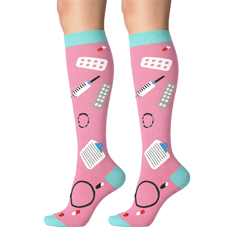 Chaussettes de compression pour course à pied en extérieur à imprimé médical (6 paires) - image 3