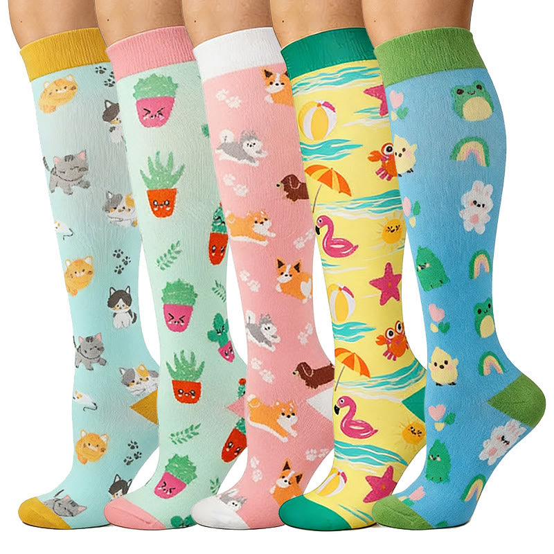 Chaussettes de compression animaux mignons (5 paires) - image 1