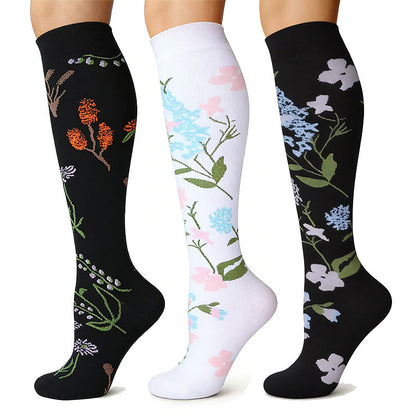 Chaussettes de compression à motif floral (3 paires) - image 1
