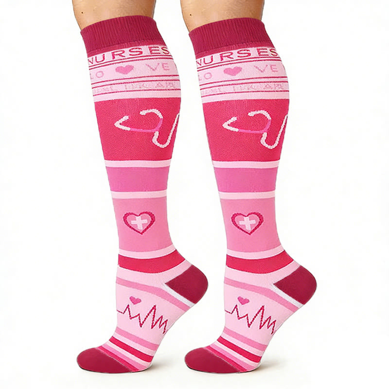 Chaussettes de compression cardiaques roses ECG (3 paires) - image 4