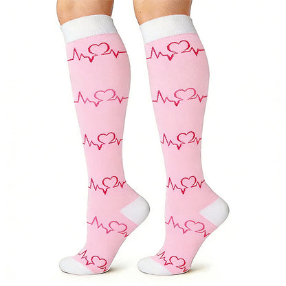 Chaussettes de compression cardiaques roses ECG (3 paires) - image 2