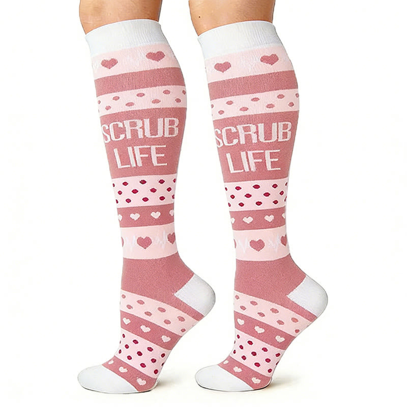 Chaussettes de compression cardiaques roses ECG (3 paires) - image 3