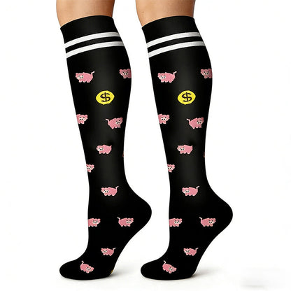 Chaussettes de compression à motifs animaux colorés (5 paires) - image 1