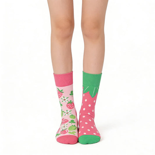 Chaussettes courtes à motif fraise ludique - Rose - EU36-43(US3-9) - image 0