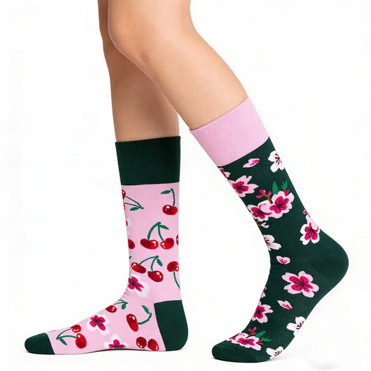 Chaussettes courtes à fleurs de cerise - Rose - EU36-43(US3-9) - image 0