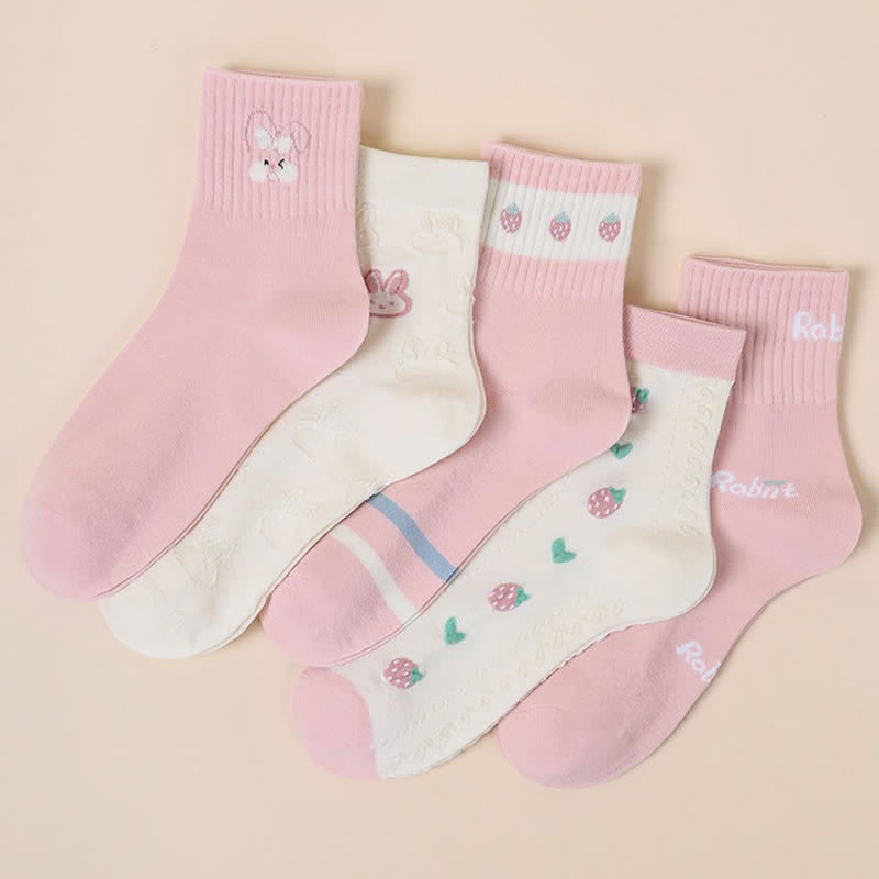 Chaussettes en coton à motif lapin de Pâques (5 paires) - image 3