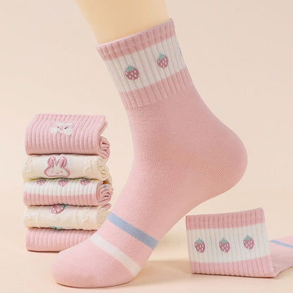 Chaussettes en coton à motif lapin de Pâques (5 paires) - image 1