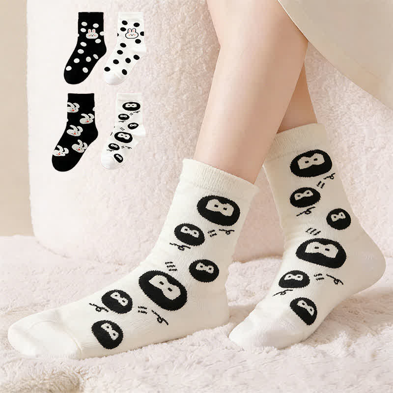 Chaussettes à pois lapin (4 paires) - Multicolore - 40(US2-7) - image 0