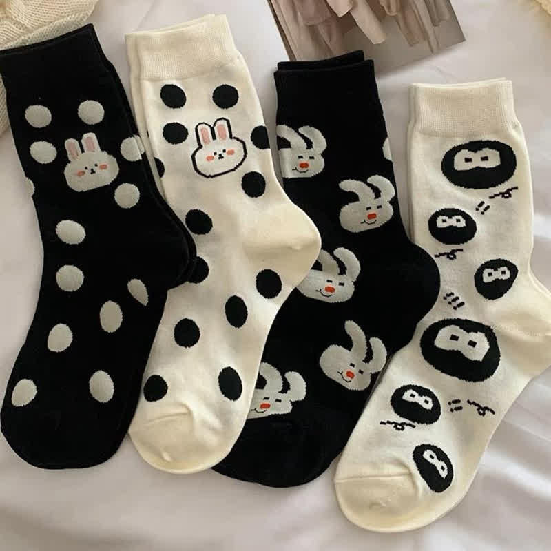 Chaussettes à pois lapin (4 paires) - image 3