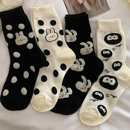 Chaussettes à pois lapin (4 paires) - image 3