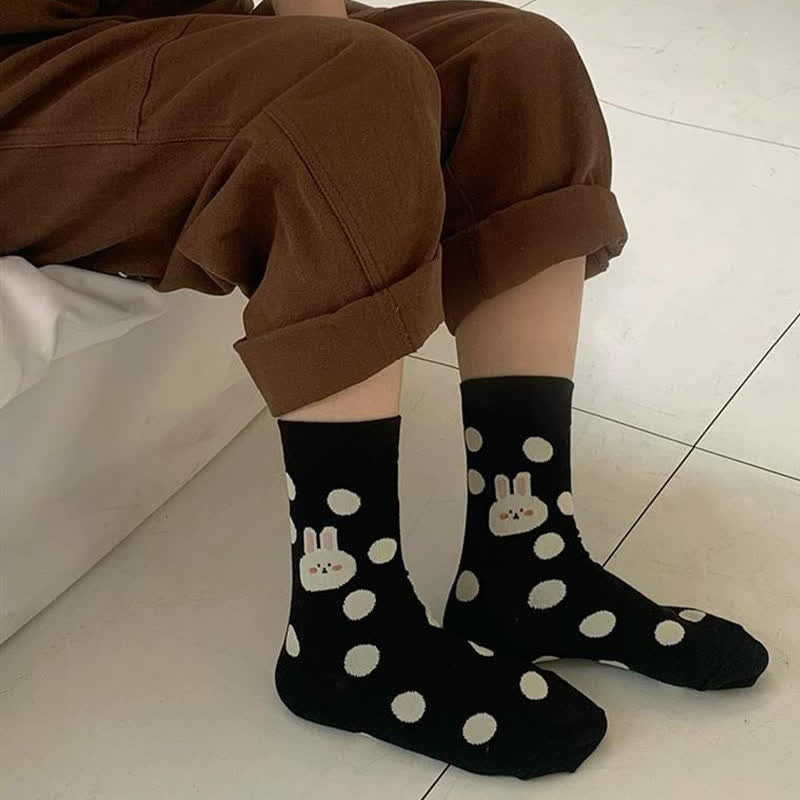 Chaussettes à pois lapin (4 paires) - image 1