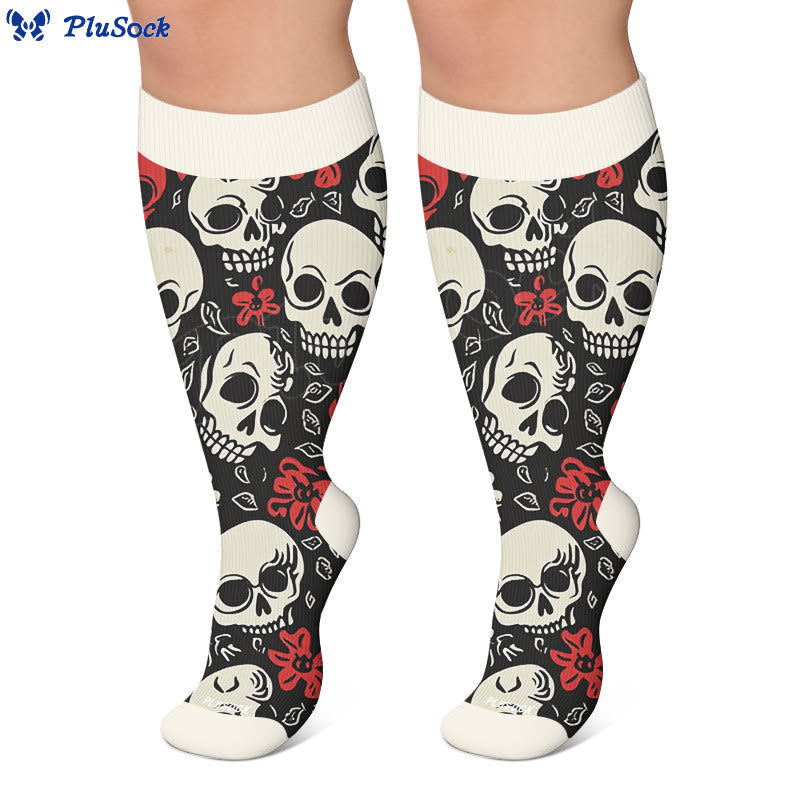 Chaussettes de compression à breloque tête de mort grande taille - image 4