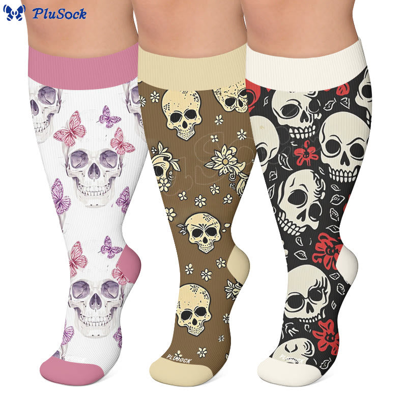 Chaussettes de compression à breloque tête de mort grande taille - image 0