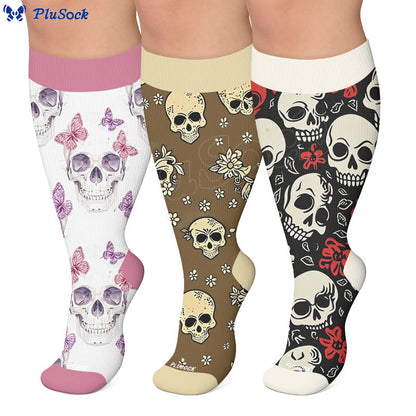 Chaussettes de compression à breloque tête de mort grande taille - image 0