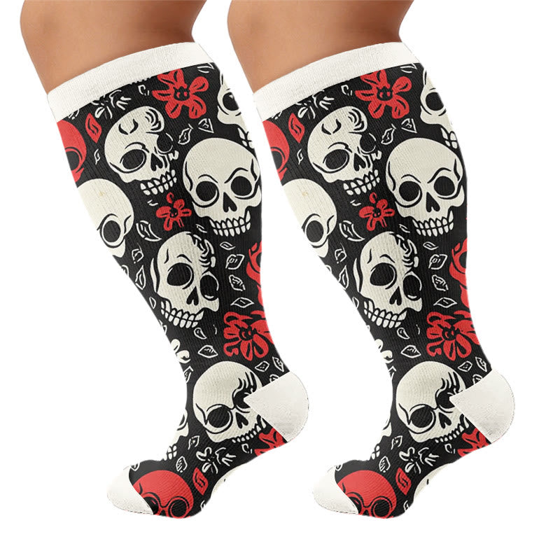 Chaussettes de compression à breloque tête de mort grande taille - Noir - 4XL - image 7