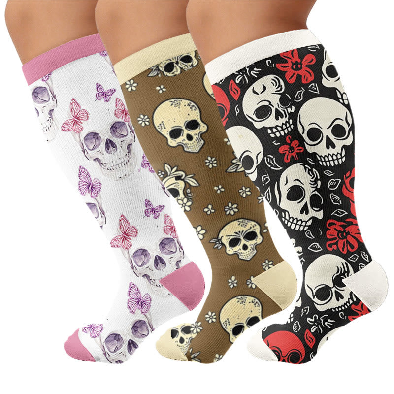 Chaussettes de compression à breloque tête de mort grande taille - image 1