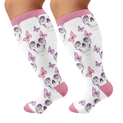 Chaussettes de compression à breloque tête de mort grande taille - Blanc - 4XL - image 5