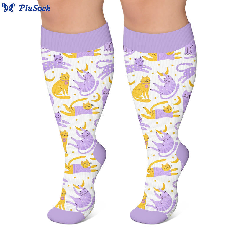 Chaussettes de compression Moonlight Cat grandes tailles - image 5