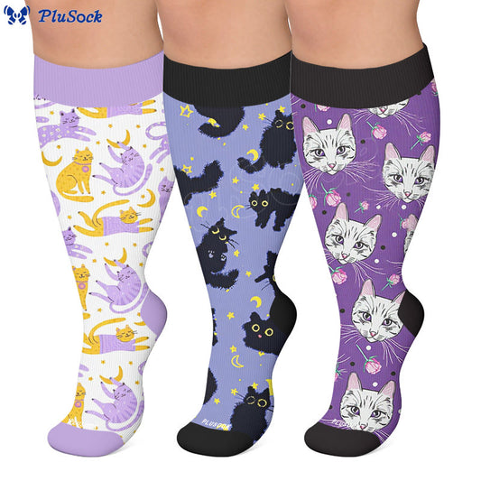 Chaussettes de compression Moonlight Cute Cat grande taille - image 0