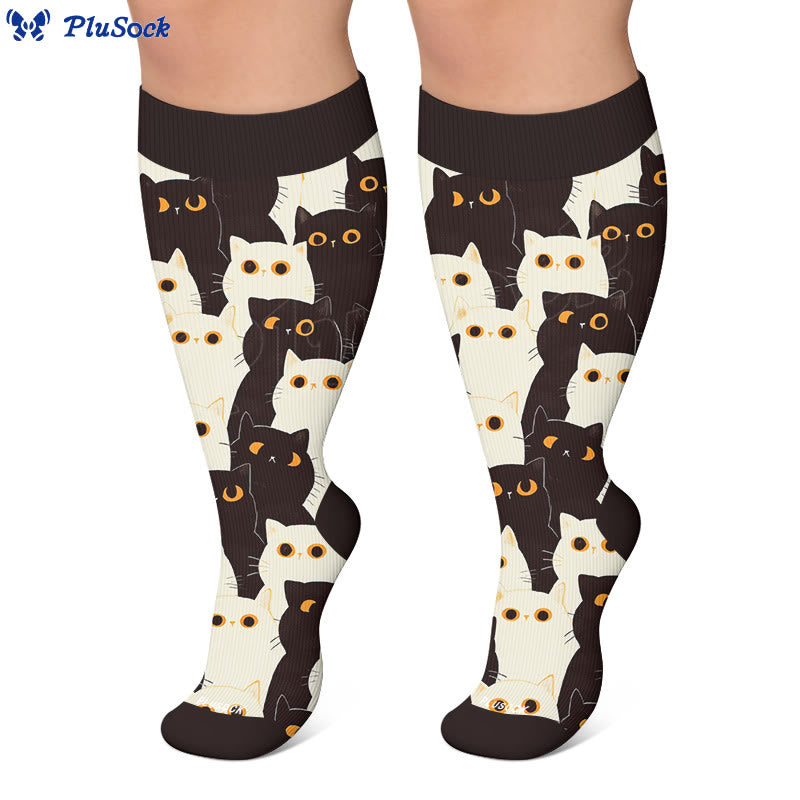 Chaussettes de compression grandes tailles à motif chat mignon et original - image 3