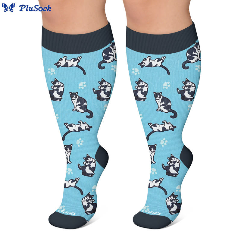 Chaussettes de compression grandes tailles à motif chat mignon et original - image 2