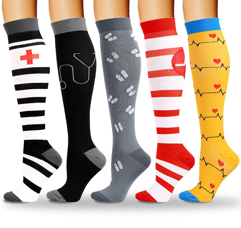 Chaussettes de compression à imprimé médical (5 paires) - image 1