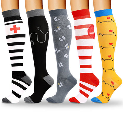 Chaussettes de compression à imprimé médical (5 paires) - image 1