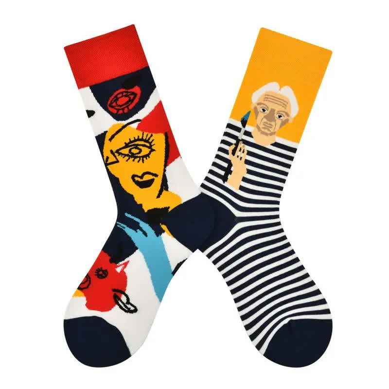 Chaussettes courtes en coton à motif abstrait - image 1