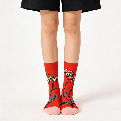 Chaussettes courtes en coton Red Daisy - Rouge - EU36-43(US3-9) - image 0