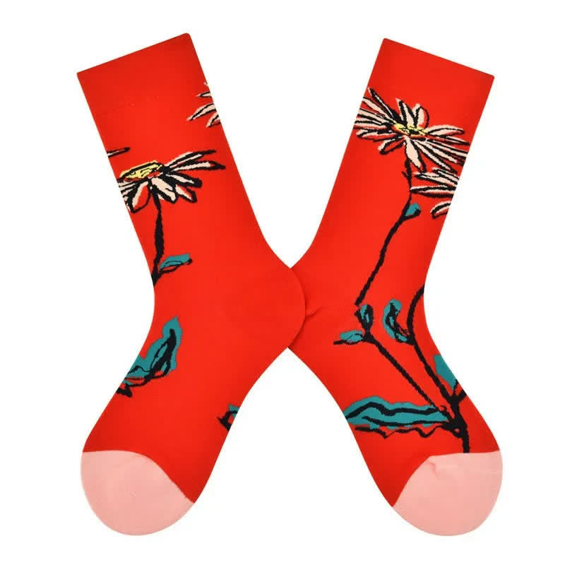Chaussettes courtes en coton Red Daisy - image 1