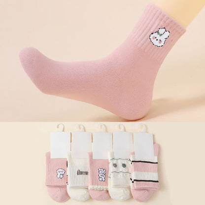 Chaussettes de Pâques roses en coton avec lapin (5 paires) - Multicolore - 40(US2-7) - image 0