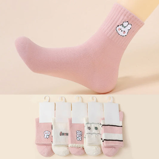 Chaussettes de Pâques roses en coton avec lapin (5 paires) - Multicolore - 40(US2-7) - image 0