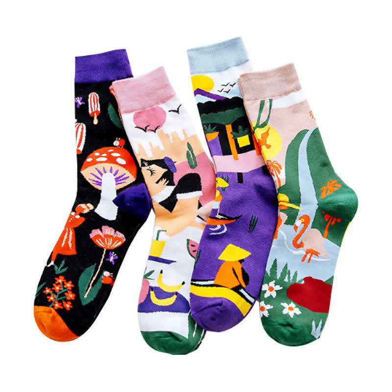 Chaussettes à motifs de dessins animés (4 paires) - image 1