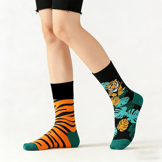Chaussettes courtes à rayures tigrées - Vert - UE36-43 (US3-10) - image 0
