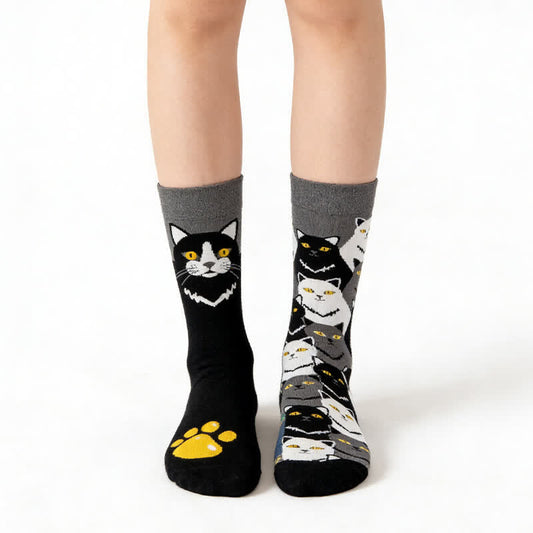 Chaussettes courtes à motif chat noir joueur - Noir - EU36-43 (US3-10) - image 0
