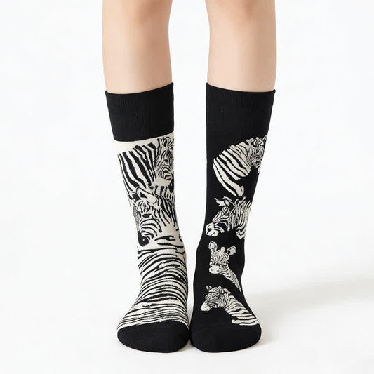 Chaussettes zébrées amusantes - Noir - EU36-43 (US3-10) - image 0