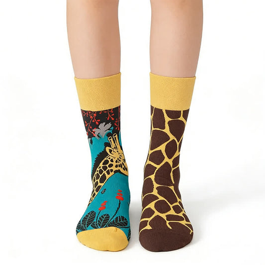 Chaussettes courtes à motif girafe ludique - Brun - UE36-43 (US3-10) - image 0