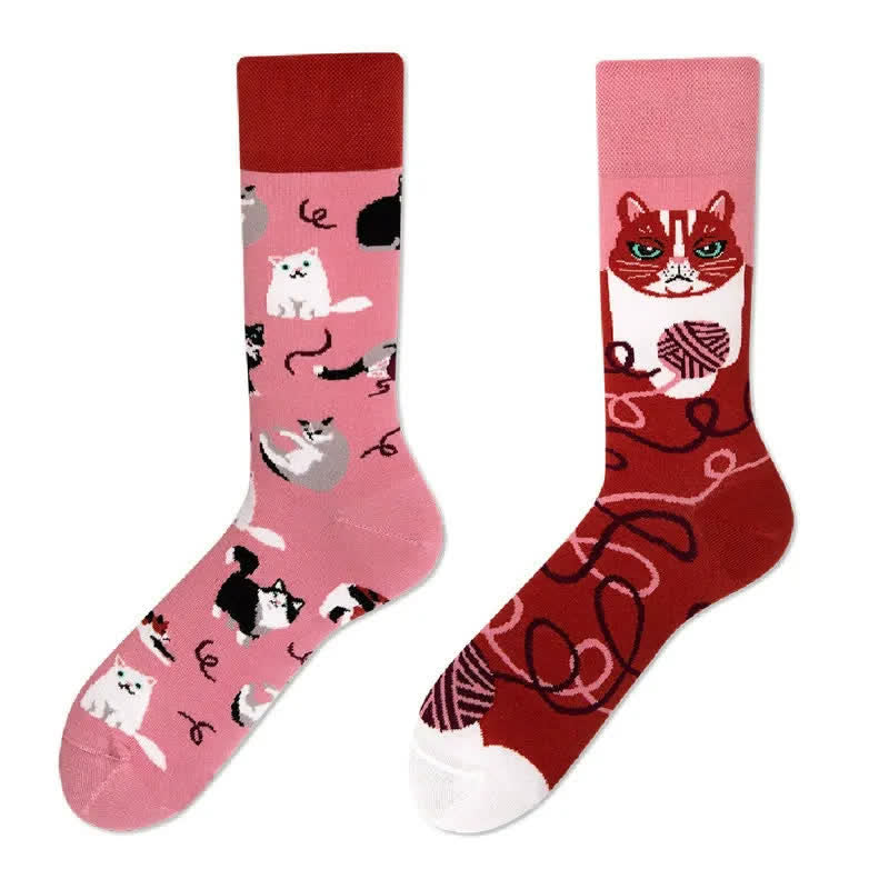 Chaussettes courtes jacquard à motif chat mignon - image 1