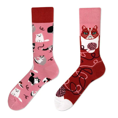 Chaussettes courtes jacquard à motif chat mignon - image 1