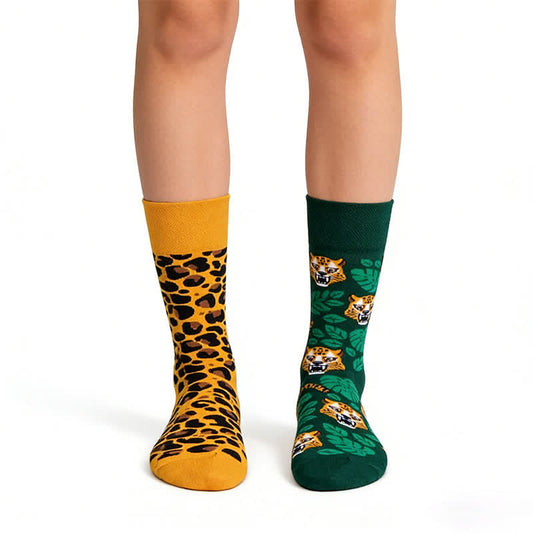 Chaussettes courtes léopard et tigre - Orange - EU36-43 (US3-10) - image 0