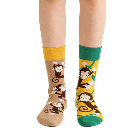 Chaussettes courtes à motif singe joueur - Jaune - UE36-43 (US3-10) - image 0