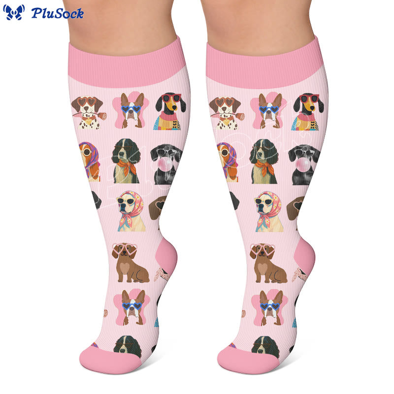 Chaussettes de compression grande taille à motif chien - image 3