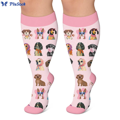 Chaussettes de compression grande taille à motif chien - image 3