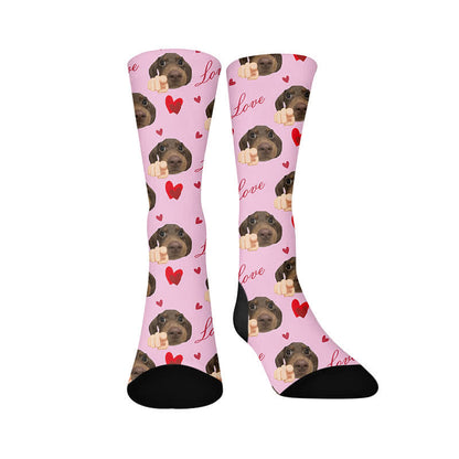 Chaussettes courtes à motif de chien en forme de cœur - image 1
