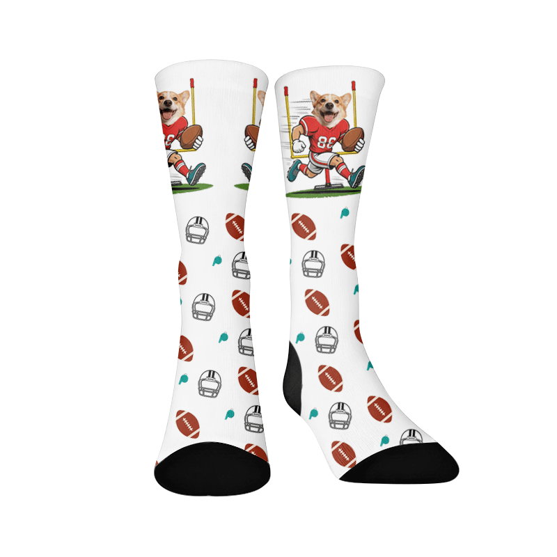 Chaussettes courtes à motif de chien footballeur - image 1